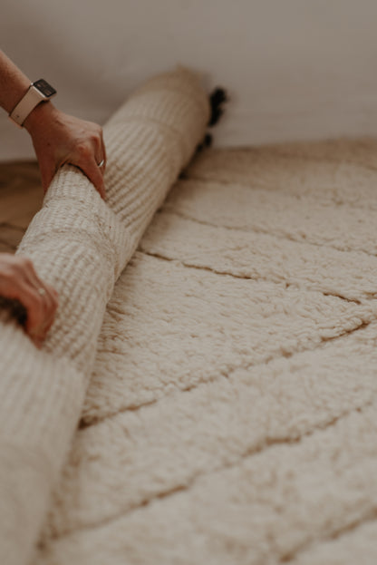 White – Dywan marokański z owczej wełny 164x254cm